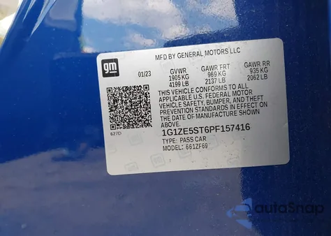 2023 Chevrolet Malibu Fwd 2Lt from USA, damaged, VIN 1G1ZE5ST6PF157416